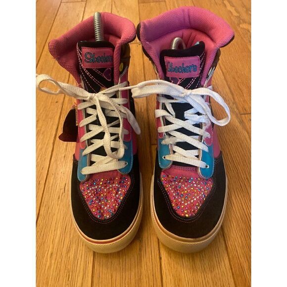 NWT Skechers, girl's multicolor sparkly high tops size 5 - Picture 2 of 8